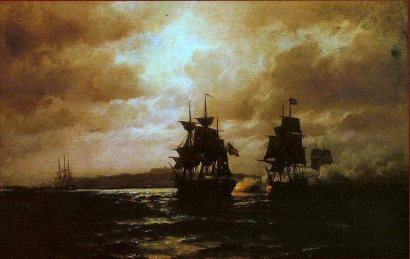 Eduardo de Martino Combate naval oil painting image